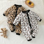 Baby Rompers Manufacturer - Fleece-Lined Leopard Print Knitted