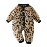 Baby Rompers Manufacturer - Fleece-Lined Leopard Print Knitted