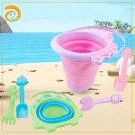Beach Bucket Set Supplier - 4 Piece Folding Silicone Toys