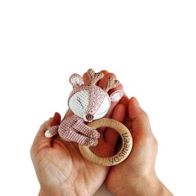Deer Rattle Supplier - Crochet Teether Ring Baby Shower