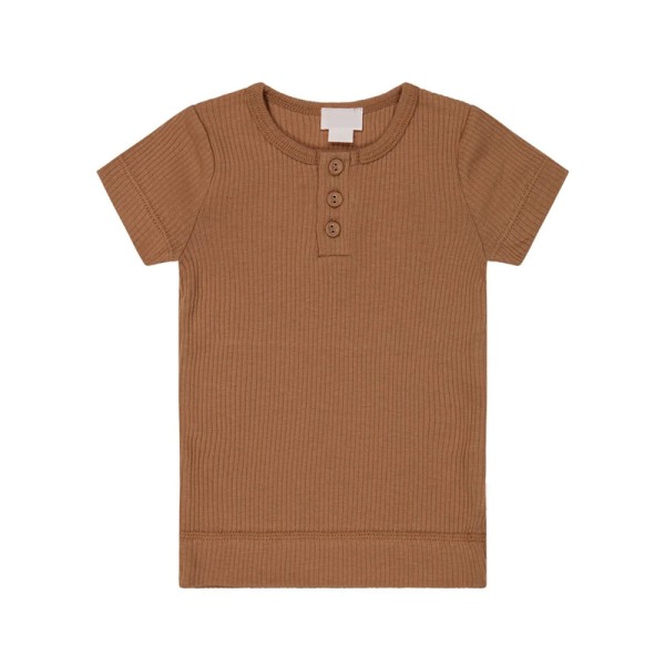 Toddler Tshirts Manufacturer - Ribbed Short Sleeve Henley