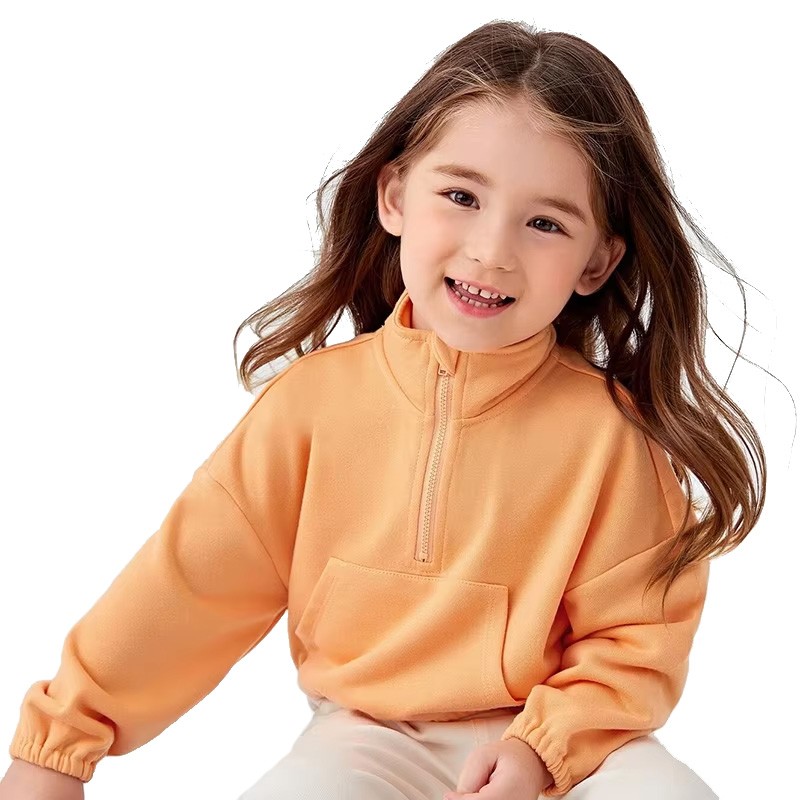 Baby Sweatshirt Manufacturer - Organic Half Zip Girls