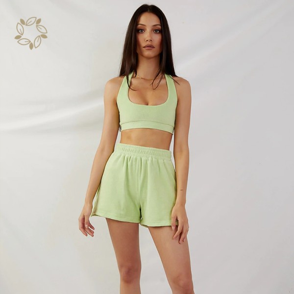 Terry Bra Set Manufacturer - Organic Bamboo Halter Crop