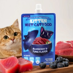 多种口味小猫猫奶油湿食品零食100%真正的肉自制标签定制猫湿食品吸袋包