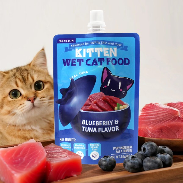 多种口味小猫猫奶油湿食品零食100%真正的肉自制标签定制猫湿食品吸袋包