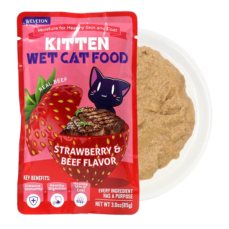 Artificial Color Free Kitten Wet Food Snacks Real Steamed Meat Made Cat Creamy Wet Food Rich Of Vitamins&Minerals OEM Acceptable