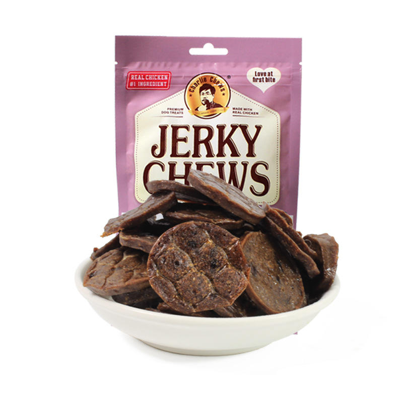 OEM High Protein Wholesale Dried Beef Slices Dog Treats Pet Snack Dog Training Sausage Ham Round Pieces Made From Meat 70g