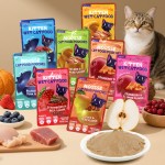多种口味小猫猫奶油湿食品对待100%真正的肉制成的私人标签定制猫湿食品袋包装