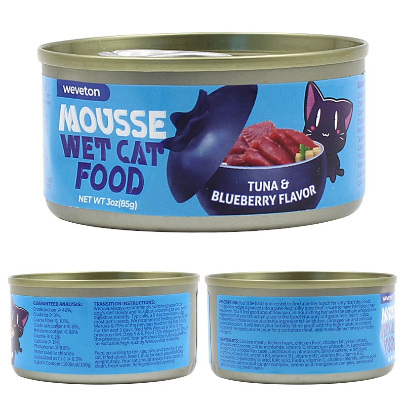 All Natural Canned Cat Wet Food High Protein Cat Creamy Food Chicken Duck Salmon Beef Real Meat Made Cat Lunch Box Packed