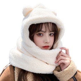 Winter Hat Supplier - Women Bear Hooded Scarf