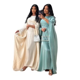 Islamic Kaftan Supplier - Plain Color Shiny Glitter