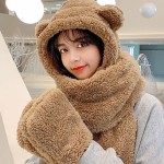 Winter Hat Supplier - Women Bear Hooded Scarf