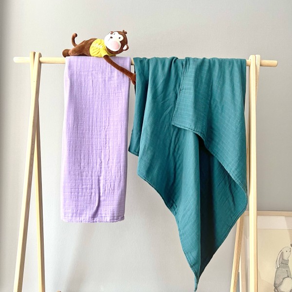 Best Selling Thick 6 Layers Organic Bamboo Muslin Baby Blanket 120*120cm 70%Bamboo 30%Cotton Colored Muslin Baby Swaddle Blanket
