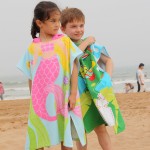 Customized Organic Cotton Hooded Beach Poncho Towel Robe for Kids Aged 2-10 Years Soft Bath Poncho with Printed Hood