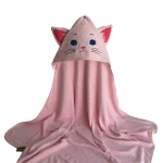 New Design Organic Bamboo Hooded Baby Towels With Cat Design 90*90cm 500GSM Thick Soft Comfortable Baby Bath Towel