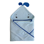 Factory Wholesale 500 GSM Organic Bamboo Baby Bath Towel Blue Whale Design Embroidered Hooded Towel Boy's Bamboo Hooded Towels