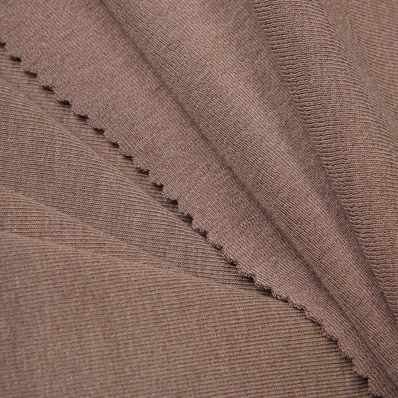 Merino Mixed Bamboo Cotton Acrylic Spandex Fabric 260gsm Soft Warm Brushed Rib Fabric for Long Sleeved Knitted Sweater Fabrics