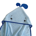 Factory Wholesale 500 GSM Organic Bamboo Baby Bath Towel Blue Whale Design Embroidered Hooded Towel Boy's Bamboo Hooded Towels
