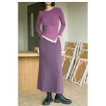 Merino Mixed Bamboo Cotton Acrylic Spandex Fabric 260gsm Soft Warm Brushed Rib Fabric for Long Sleeved Knitted Sweater Fabrics