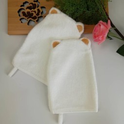 Liahren Organic Bamboo Baby Bath Mitten Bath Sponge Glove with Cute Animal Pattern