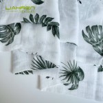 Hot selling 100%bamboo fiber pigment print leaves design super soft muslin swaddle for infant