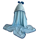 Factory Wholesale 500 GSM Organic Bamboo Baby Bath Towel Blue Whale Design Embroidered Hooded Towel Boy's Bamboo Hooded Towels