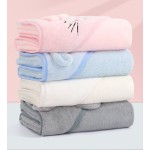 Eco-friendly Velvet Baby Hooded Bath Towel, Newborn Wrap Bath Towel , Cute Cartoon Absorbent Bath Hooded Towels