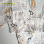 Best Sale 100%bamboo Fiber Pigment Print Elephant and Hot air Balloon Design Super Breathable Muslin Swaddle for Baby
