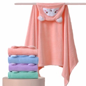Eco-friendly Velvet Baby and Kids Hooded Towel Children's Bath Towel Newborn Wrap Bath Towel Thick Cartoon Absorbent Poncho