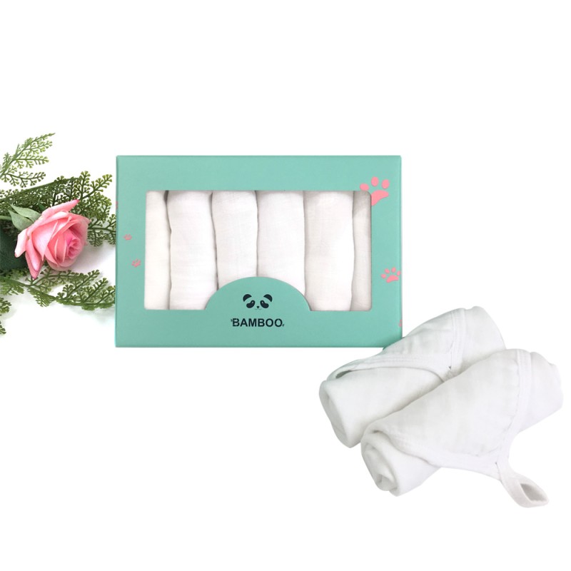 Supper Soft 100% Bamboo Muslin Baby Towel 30*30 CM 6/4/2 Layers White Bamboo Cotton Baby Muslin Towel Sets