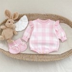 Baby Romper Factory - Autumn Solid Lattice Fly Sleeve