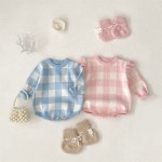 Baby Romper Factory - Autumn Solid Lattice Fly Sleeve