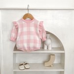 Baby Romper Factory - Autumn Solid Lattice Fly Sleeve