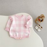 Baby Romper Factory - Autumn Solid Lattice Fly Sleeve