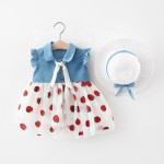 Baby Dress Factory - New Denim Mesh Patchwork