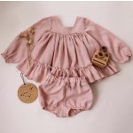 Girl Set Factory - Cotton Linen Ruffled Edge