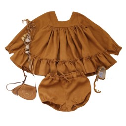 Girl Set Factory - Cotton Linen Ruffled Edge