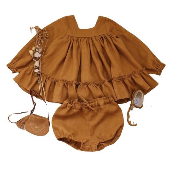 Girl Set Factory - Cotton Linen Ruffled Edge