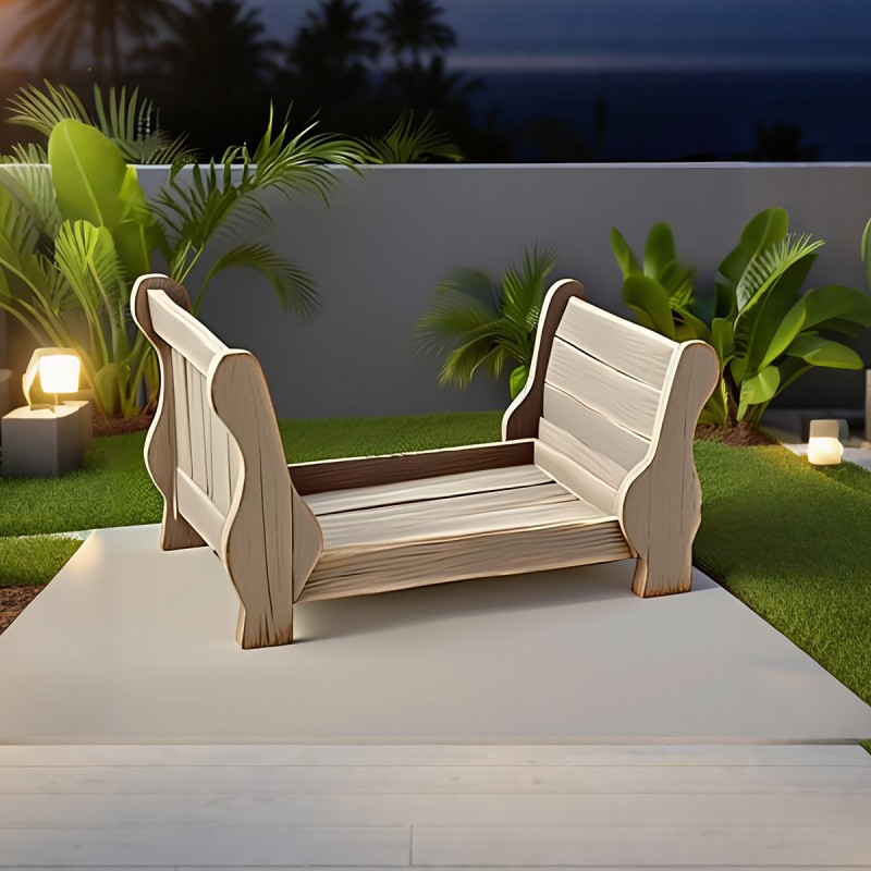 Wooden Pet Bed Supplier - Curved Arm Weathered Finish