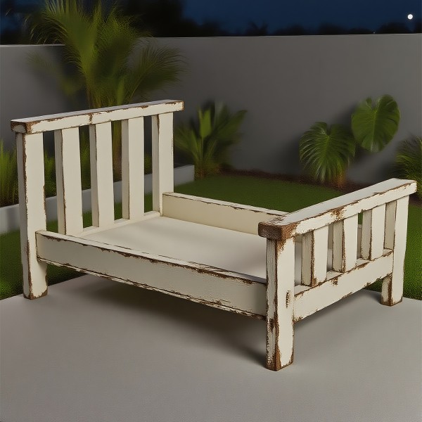 Wooden Pet Bed Manufacturer - Distressed Slatted Design