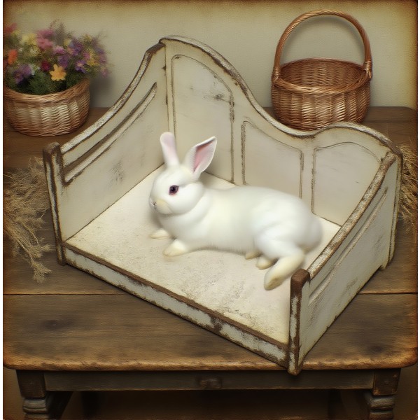 Wooden Pet Bed Supplier - Distressed White Small Animal