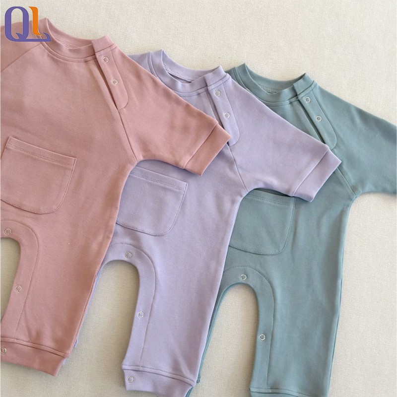 Button Romper Manufacturer - Solid Knit Cotton