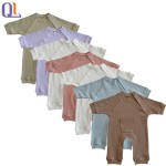 Button Romper Manufacturer - Solid Knit Cotton
