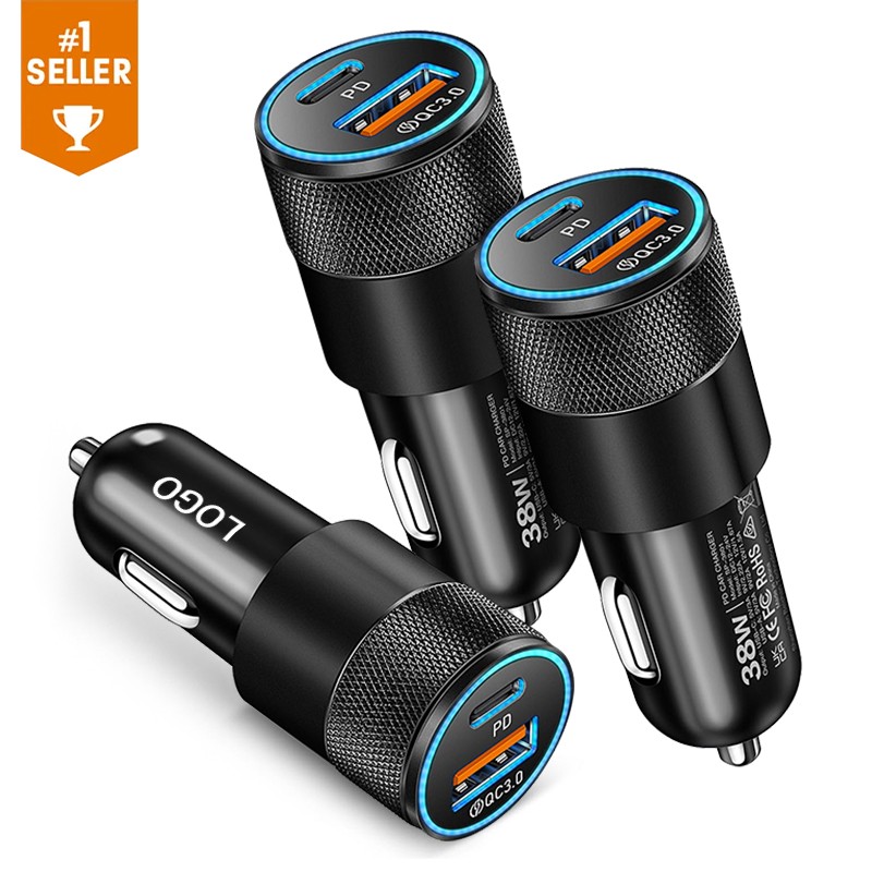 Car Charger Factory - Custom 38W Dual Port Car Charger