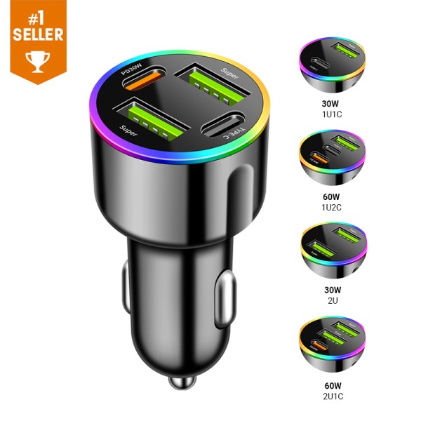 Car Charger Factory - Custom 60W PD3.0 Car Charger