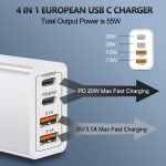 Wall Charger Factory - Custom 55W 4-Port EU UK Charger