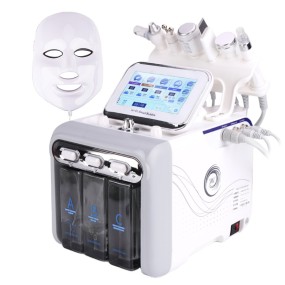 2025 Latest Best Seller 6/7/8  in 1 Aqua Peeling H202  Oxygen Facials Machine Wit Led Mask