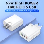 Wall Charger Manufacturer - OEM 65W Travel Multi-port Charger