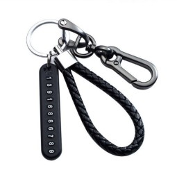 Keychain Manufacturer - OEM Woven Phone Number Keychain
