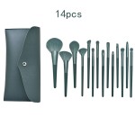 Wholesale 14PCS Professional High Quality Green Makeup Brush Set Pure Binding PU Insert Bag Makeup Tools